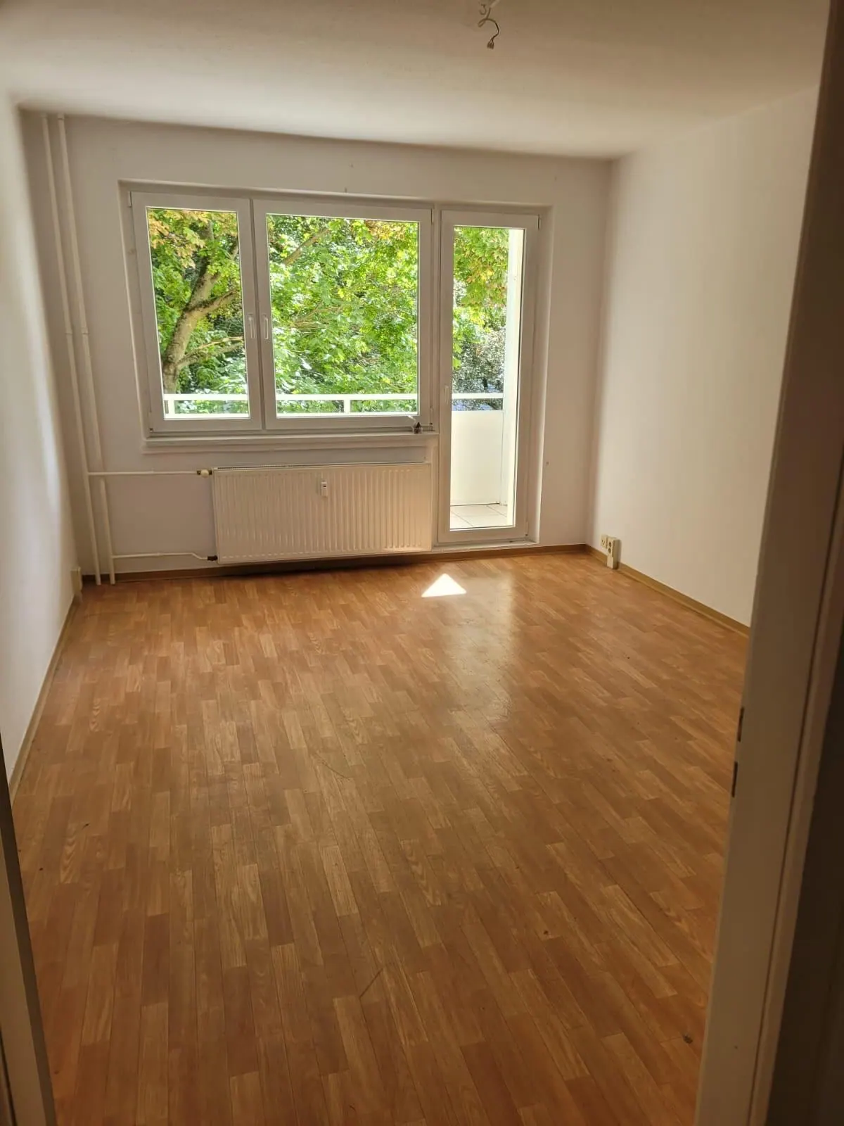 Dasselbe Wohnzimmer nach der Haushaltsauflösung: leer, besenrein und übergabefertig